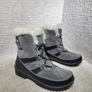 Sorel Tivoli II Women's Size US 6.5 Gray Faux Fur Waterproof Boots LL5312-089.